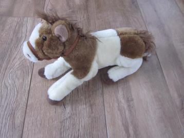 Dinotoys roomkleurig-bruin zacht pluche paard - veulen knuff beschikbaar voor biedingen