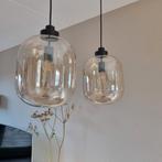 Hanglamp, dubbel, amber kleurig, Huis en Inrichting, Ophalen, Zo goed als nieuw, Glas