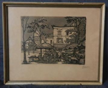 Ets Terrasje bij Sacré Coeur Parijs Marcel Baron 15,8 x 21,2 beschikbaar voor biedingen
