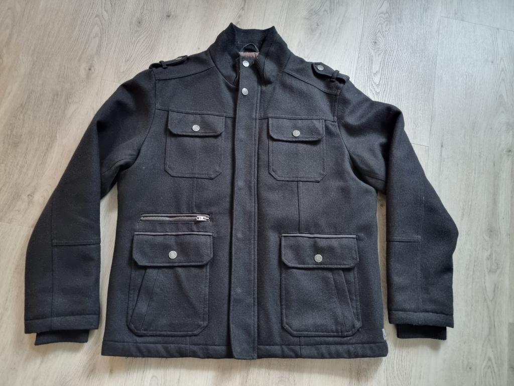 Mooie Zwarte WE Fashion Mantel maat XXL, Kleding | Heren, Jassen | Winter, Zwart, Overige maten, Ophalen of Verzenden, Zo goed als nieuw