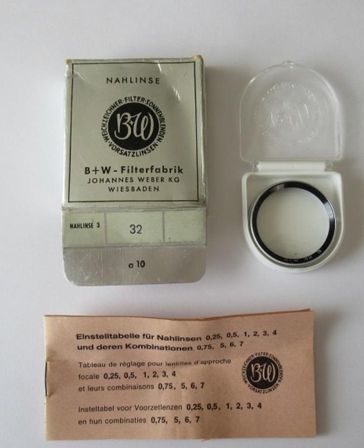 splinternieuwe voorzetlens, B&W nahlinse 3-32-a10, Audio, Tv en Foto, Fotografie | Filters, Nieuw, Overige typen, Minder dan 50 mm