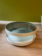 Glazen Salontafel op Wieltjes, Huis en Inrichting, Tafels | Salontafels, Ophalen, Gebruikt, Rond, 50 tot 100 cm