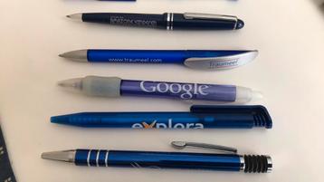 Balpen, verzameling pen blauw accent, deels gebruikt beschikbaar voor biedingen