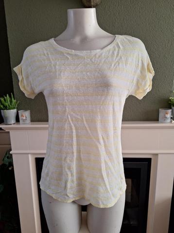 Massimo Dutti wit gele top leuke rug M 38 40 shirt Gratis V. beschikbaar voor biedingen