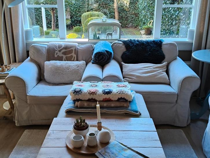 Ikea Ektorp Bank en 2 stoelen, Huis en Inrichting, Banken | Bankstellen, Gebruikt, Rechte bank, Driepersoons, 200 tot 250 cm, 75 tot 100 cm