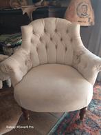 Landelijk Brocante Dames Fauteuil Stoeltje Ecru Frans, Ophalen, Gebruikt, 75 tot 100 cm