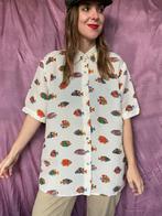 Vintage blouse / shirt met vissen print - 42/XL of oversized, Kleding | Dames, Gedragen, Maat 42/44 (L), Vintage, Ophalen of Verzenden