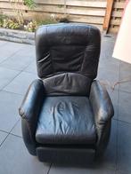Elektrische Relaxfauteuil - Zwart Leer, Huis en Inrichting, Fauteuils, Gebruikt, Ophalen of Verzenden, 75 tot 100 cm, Modern
