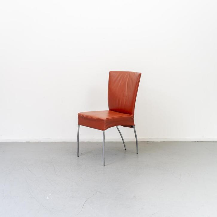 6x Montis Spica Stoel Rood Leder - RVS Frame, Huis en Inrichting, Stoelen, Gebruikt, Vijf, Zes of meer stoelen, Leer, Metaal, Rood