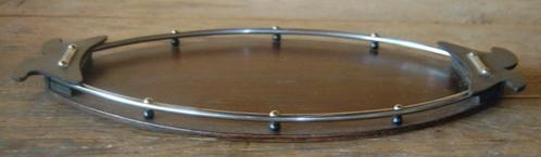 Leuk Art Deco dienblad, hout met chrome accenten, Antiek en Kunst, Curiosa en Brocante, Ophalen of Verzenden