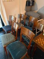 6 eetkamerstoelen, Huis en Inrichting, Gebruikt, Bruin, Ophalen of Verzenden, Stof