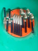 Retro bestekset 4 personen donkerblauw Rosti Mepal, Huis en Inrichting, Keuken | Bestek, Ophalen of Verzenden, Gebruikt, Kunststof