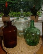 3 grote flessen, Huis en Inrichting, Woonaccessoires | Vazen, Ophalen, Gebruikt, Overige kleuren, Glas
