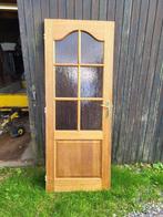 Te Koop : Bruine binnendeur met glas (bieden kan !), Ophalen, Gebruikt, Minder dan 80 cm, Binnendeur