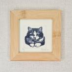 Ets katje in lijst 10x10 cm, Huis en Inrichting, Woonaccessoires | Schilderijen, Tekeningen en Foto's, Minder dan 50 cm, Oorspronkelijke maker