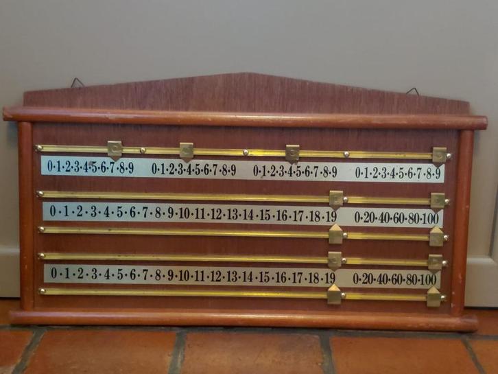Houten scorebord snooker biljart voor 4 personen - caféspel, Sport en Fitness, Biljarten en Poolen, Gebruikt, Overige typen, Ophalen of Verzenden
