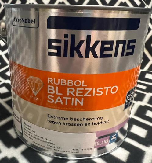 2,5 ltr Sikkens Rubbol Bl Rezisto satin 9010, Doe-het-zelf en Verbouw, Verf, Beits en Lak, Nieuw, Verf, Minder dan 5 liter, Wit