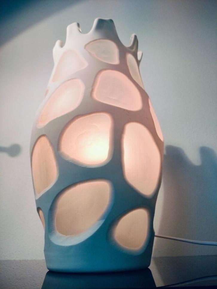 Yvolux Lamp Design Vintage Wit Frosted Glas 1980, Huis en Inrichting, Lampen | Tafellampen, Ophalen of Verzenden