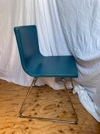 Vintage stoel blauw leer en metaal, Huis en Inrichting, Stoelen, Blauw, Gebruikt, Ophalen of Verzenden, Metaal