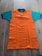 Wol wielershirt Oranje groene mouw, Fietsen en Brommers, Fietsaccessoires | Fietskleding, Bovenkleding, Gebruikt, Ophalen of Verzenden