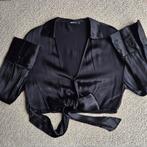 Viscose satijn wrap blouse Gina Tricot, Maat 38/40 (M), Zwart, Ophalen of Verzenden, Zo goed als nieuw