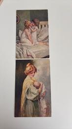 Kusje voor het slapen gaan.1917. Moeder met baby 1909, Ophalen of Verzenden, Voor 1920, Kinderen
