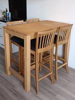 Bartafel met 4 stoelen, Ophalen, Gebruikt, 100 tot 150 cm, Eikenhout