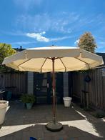 Mooie degelijke houten parasol 3 meter met ecru doek, Ophalen, Verstelbaar, 2 tot 3 meter, Zo goed als nieuw