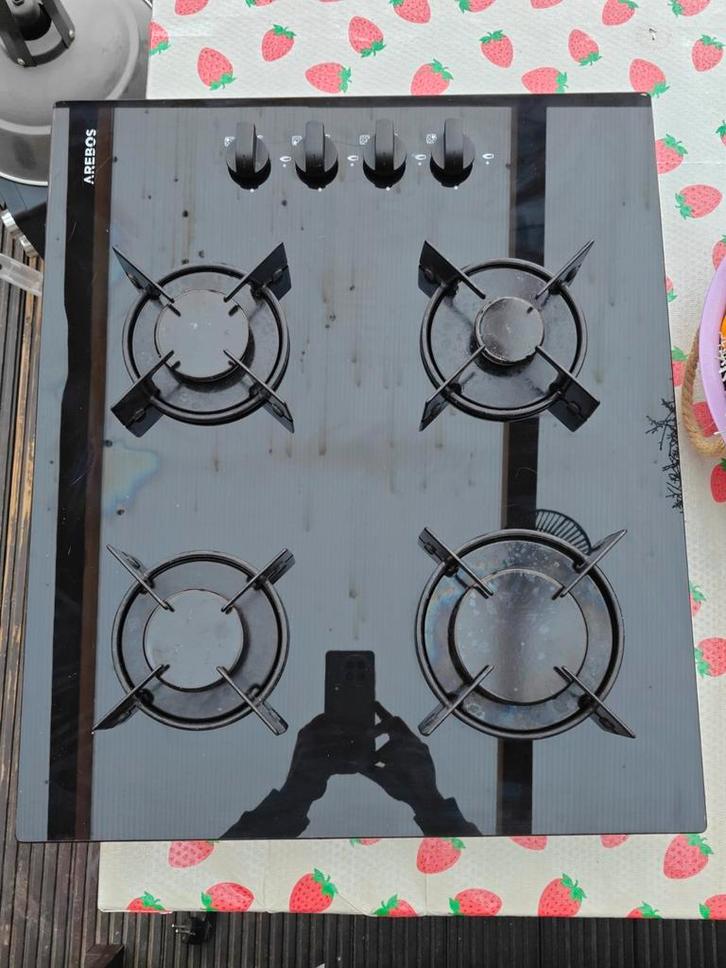 Arebos Gaskookplaat - 4 pits, Witgoed en Apparatuur, Fornuizen, Gebruikt, Inbouw, Gas, 4 kookzones, Minder dan 85 cm, Magnetron