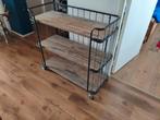 Metalen en houten stellingkast op wielen, Huis en Inrichting, Kasten | Overige, Ophalen, Gebruikt