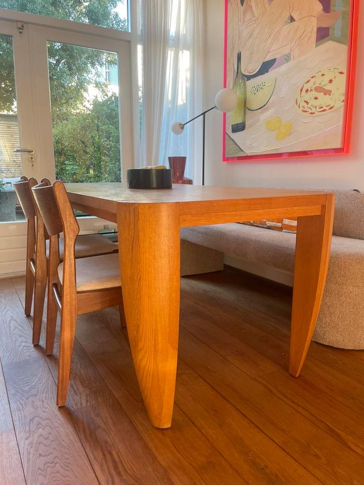Vintage eettafel massief hout, Huis en Inrichting, Tafels | Eettafels, Gebruikt, 50 tot 100 cm, 150 tot 200 cm, Vijf personen of meer