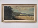 GROOT OLIEVERFSCHILDERIJ BERGFELD. Frans landschapstafereel, Antiek en Kunst, Ophalen