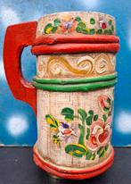 Volksschilderkunst. Houten mok. 18 cm. Ca 1920/1940., Ophalen, Gebruikt