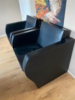 2 zwart leren Jean Nouvel de bridge fauteuils Ligne Roset, Huis en Inrichting, Fauteuils, Ophalen, Minder dan 75 cm, Zo goed als nieuw