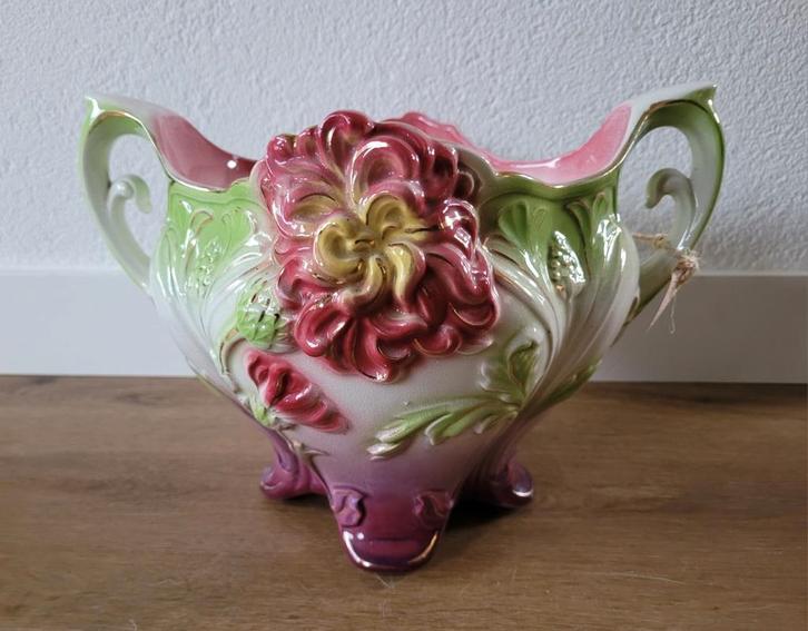 Art Nouveau Cachepot / bloempot Rond, Antiek en Kunst, Antiek | Keramiek en Aardewerk, Ophalen of Verzenden