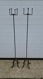 2 Metalen kasteelkandelaars brocante look 159 cm hoog, Ophalen, Gebruikt, Bruin, Metaal