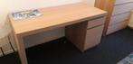 Ikea Malm bureau wit geglazuurd Eiken kleur, Ophalen of Verzenden, Zo goed als nieuw