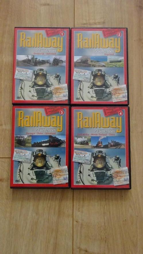 Viermaal DVD RailAwaij Stoomtreinen, Cd's en Dvd's, Dvd's | Documentaire en Educatief, Zo goed als nieuw, Overige typen, Alle leeftijden
