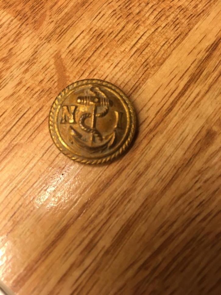 Messing knoop uniform zeevarende, Verzamelen, Scheepvaart, Gebruikt, Kaart, Foto of Prent, Ophalen of Verzenden