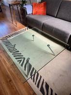 Glazen design salontafel vierkant, Huis en Inrichting, Tafels | Salontafels, Ophalen, Gebruikt, 100 tot 150 cm, Vierkant