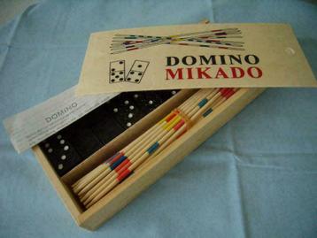 spel Domino- Mikado (in houten kistje) beschikbaar voor biedingen