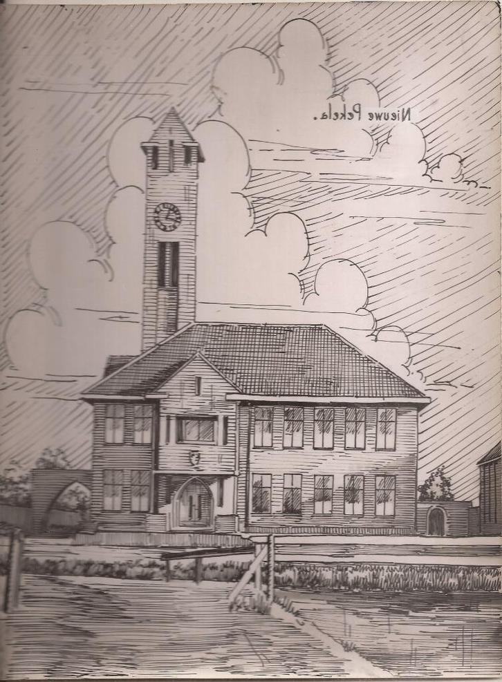 Nieuwe Pekela Gemeentehuis tekening Sievers 50 / 60er jaren, Antiek en Kunst, Kunst | Tekeningen en Foto's, Ophalen of Verzenden