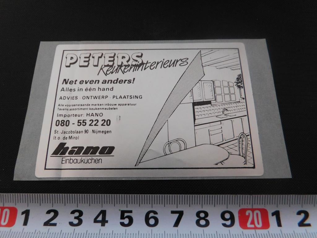 sticker nijmegen peters keukeninterieurs st jacobslaan, Ophalen, Zo goed als nieuw