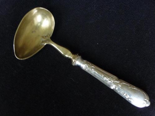 Franse sauslepel, Art Nouveau, verzilverd, messing/vermeille, Antiek en Kunst, Antiek | Bestek, Ophalen
