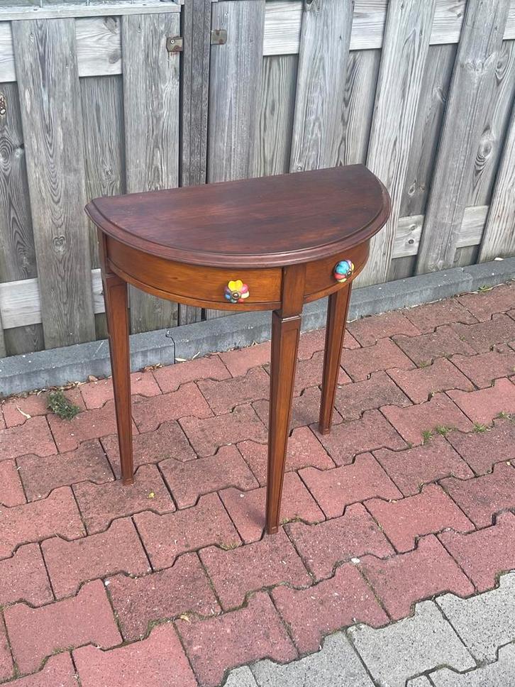 Vintage Halfrond Tafeltje met Lades, Huis en Inrichting, Tafels | Sidetables, Gebruikt, 25 tot 50 cm, Minder dan 50 cm, Overige vormen