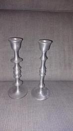 Vintage Kaars Standaard Set, Ophalen, Gebruikt, Metaal, Grijs