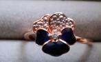 Pandora rose gouden ring met viooltje, Ophalen of Verzenden, Zo goed als nieuw, 17 tot 18, Dame