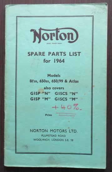 Originele Norton Spare Parts List for 1964