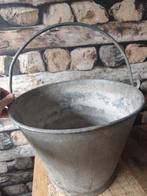 Zinken emmer (plantenbak), Tuin en Terras, Bloembakken en Plantenbakken, Ophalen, Gebruikt, Minder dan 30 cm, Rond