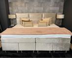 Familie boxspring maat 240cm tot 360cm breed op maat gemaakt, Ophalen of Verzenden, Nieuw, Tweepersoons, Beige